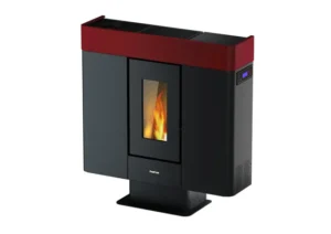 Estufa de pellets canalizable FREEPOINT Moon WiFi 10kW burdeos