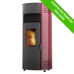 Estufa de pellet canalizable REDPOD Indie 9 kW roja