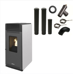Estufa de Pellets Air Anita Sannover  Blanco 10 kW + Kit Conexión Humo