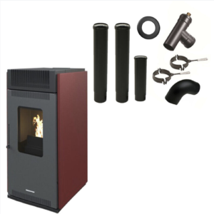Estufa de Pellets Air Anita Sannover  Burdeos 10 kW + Kit Conexión Humo