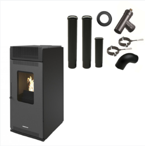 Estufa de Pellets Air Anita Sannover Negra 10 kW + Kit Conexión Humo