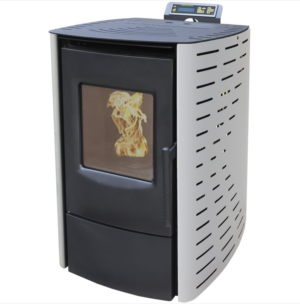 Estufa de pellets Nemaxx P6 en acero blanco con mando a distancia – 6kW ECO-Mode