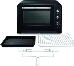 Moulinex Horno Eléctrico de Convección, 60 L, 2200 W, Termostato hasta 240 Grados, 7 Modos de Cocción, Pan, Pizza, Tartas, Bollería, Optimo, Negro YY2917FB