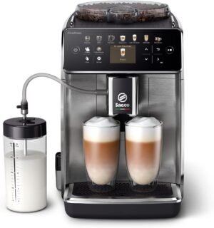 Cafetera espresso – Saeco GranAroma Bean Coffee – 16 especialidades de café, pantalla a color intuitiva, 4 perfiles de usuario, molinillo de cerámica (SM6580/00)