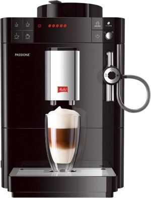 Cafetera Melitta Caffeo Passione, Plata, F53/0-101, y Bebidas Calientes Automáticas, Auto-Cappuccinatore Negro