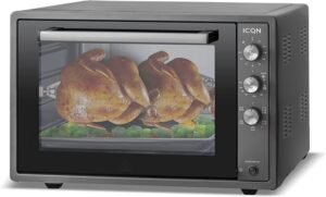 ICQN Mini Horno Eléctrico 60l, 5 Funciones, 40°-230°C, 1800 W, Negro Antracita