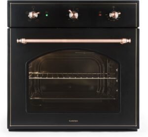Klarstein Vilhelmine Horno empotrado (55 l, clase energética A, aspecto de la vieja escuela, hasta 250 °C, temporizador ajustable hasta 120 min) - negro