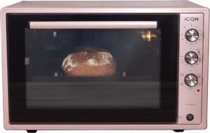 ICQN Mini Horno Eléctrico 60l, 5 Funciones, 40°-230°C, 1800 W, Rosa