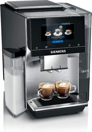 Cafetera automática Siemens Electrodomésticos conectada EQ. 700, Display iSelect, coffeeWorld, contenedor de leche integrado, Home Connect, negro/acero inoxidable, integral TQ707R03