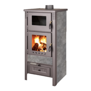 Estufa de leña TAURUS + horno gris