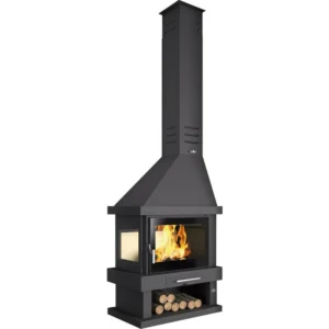 Chimenea de leña de esquina C-302 IK 11kW lado cristal izquierda