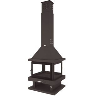 Chimenea de Leña Central C-204 K 13kW cristal Serigrafiado en Puertas