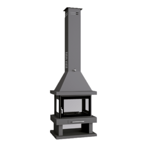 Chimenea de Leña Central C-104 K 13kW cristal Serigrafiado en Puertas